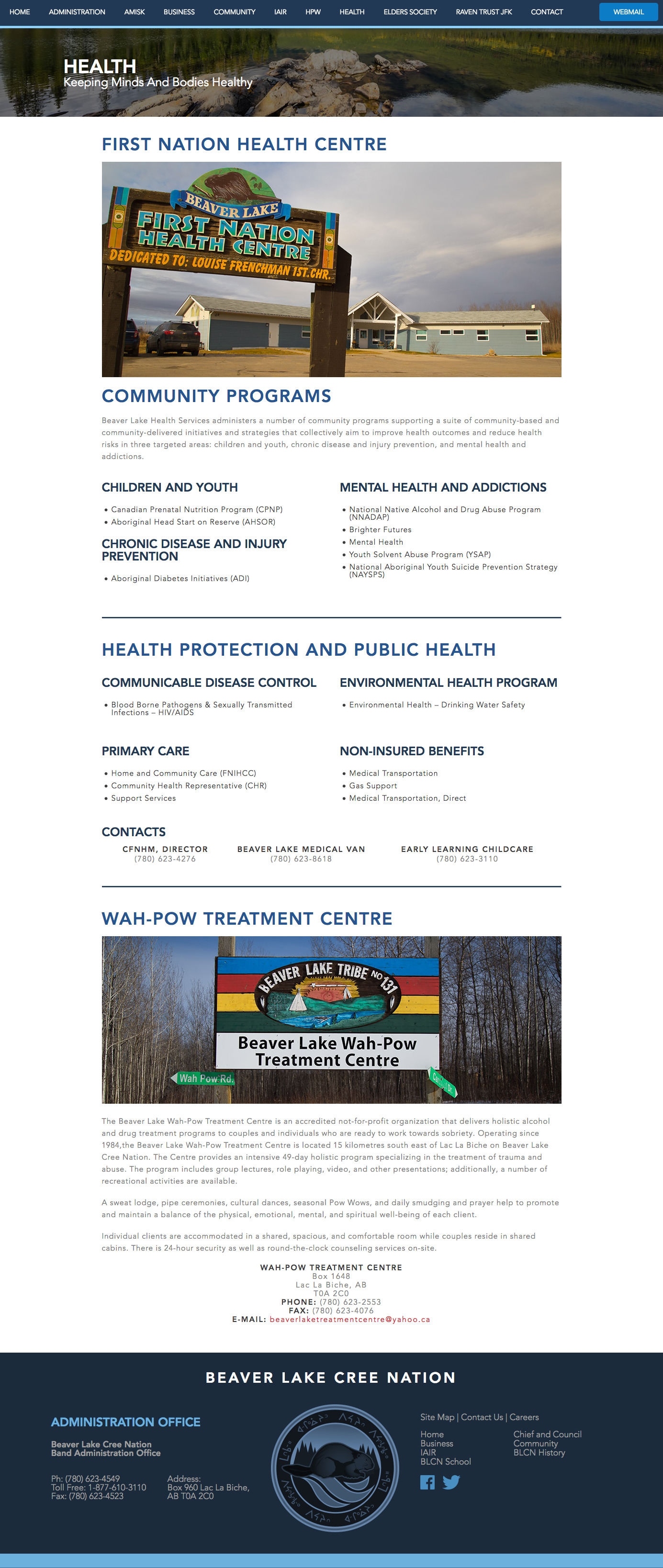 Screenshot 2018 09 30 Beaver Lake Cree Nation’s Health Programs, Health Facilities The Wah Pow Holistic Treatment Centre